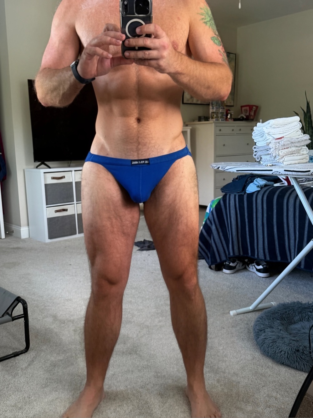 Men's blue string bikini Briefs Underwear L
NWOT